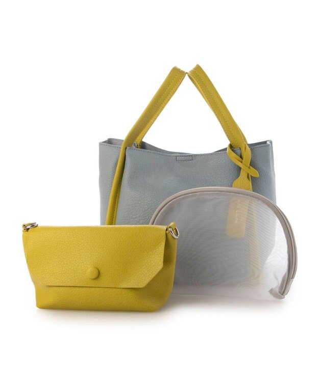 UNBILLION カシュカシュ cachecache / ミニショルダー付きソフトレザー調ミニトートバッグ ブルーミックス