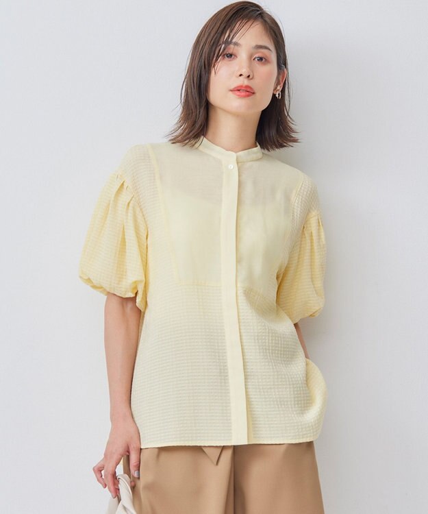 組曲 【WEB限定】ステッチストライプドビー ブラウス シェルイエロー系