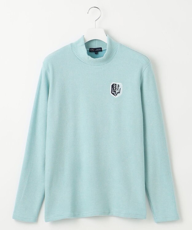 23区GOLF 冬の定番トップス【MEN】【吸湿発熱】グランサーモワッフル モックネックシャツ スカイブルー系