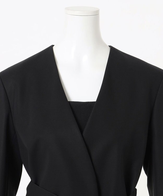 23区 L 【エステータ】コットンダブルクロス ノーカラージャケット ブラック系