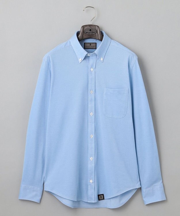 GOTAIRIKU 胸ポケット付にアップデート【吸水速乾/ストレッチ】クールマックス鹿の子 ビズシャツ_ボタンダウン サックスブルー系