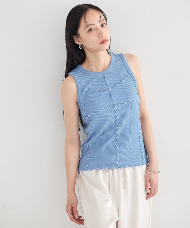 earth music&ecology SET2点メロータンク＋カーディガン Blue