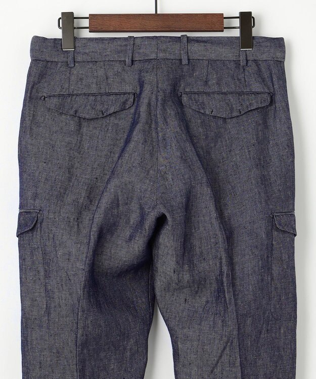 JOSEPH ABBOUD 【ウエストも伸びる！/JAPANファブリック/イージーパンツ/清涼/セットアップ】リネンデニム パンツ ネイビー系