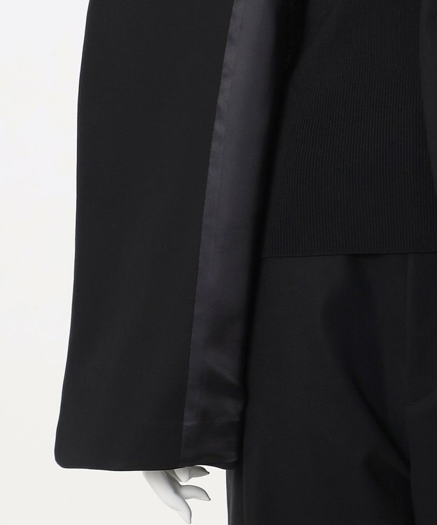 23区 L 【エステータ】コットンダブルクロス ノーカラージャケット ブラック系