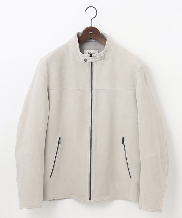 JOSEPH ABBOUD 【キングサイズ・スプリングレザー/スウェード】ゴートスウェード シングル ライダース アイボリー系