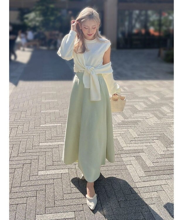 Green Parks ミラノリブフレアスカート Mint