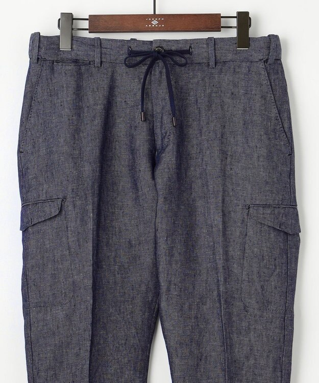 JOSEPH ABBOUD 【ウエストも伸びる！/JAPANファブリック/イージーパンツ/清涼/セットアップ】リネンデニム パンツ ネイビー系