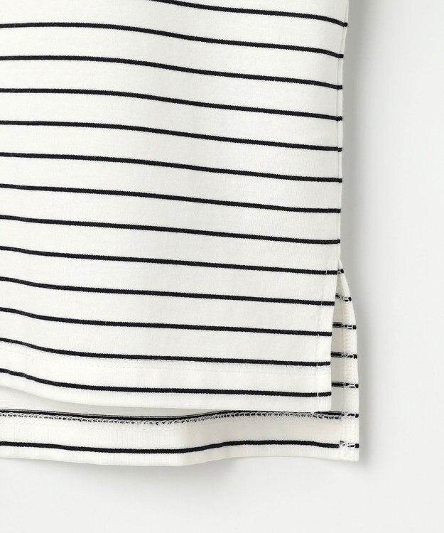 J.PRESS LADIES S スムースジャージー ボーダー カットソー オフ×ネイビー系