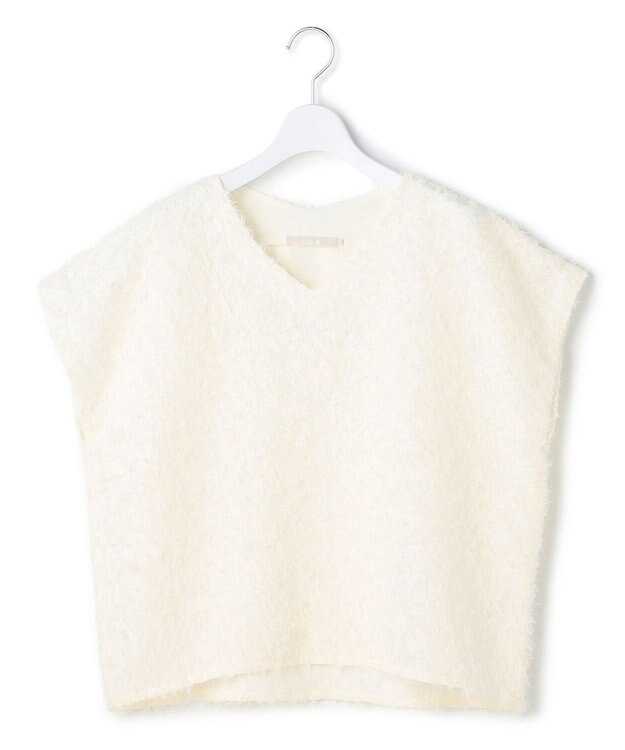 ICB L シアーカットジャガード Vネックトップス オフホワイト