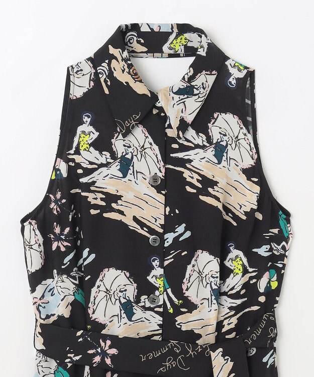 GRACE CONTINENTAL バックコンシャスプリントワンピース ブラック