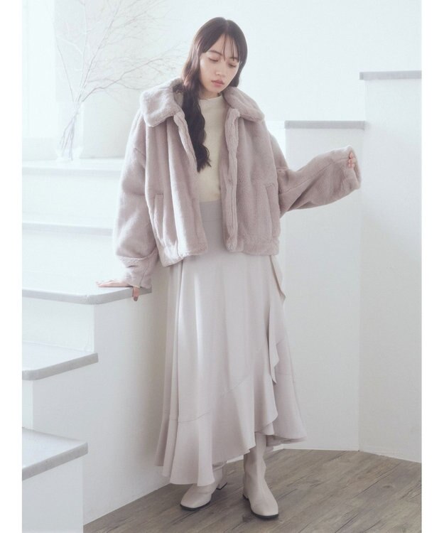 earth music&ecology ラッフルフリルイレヘムスカート Beige
