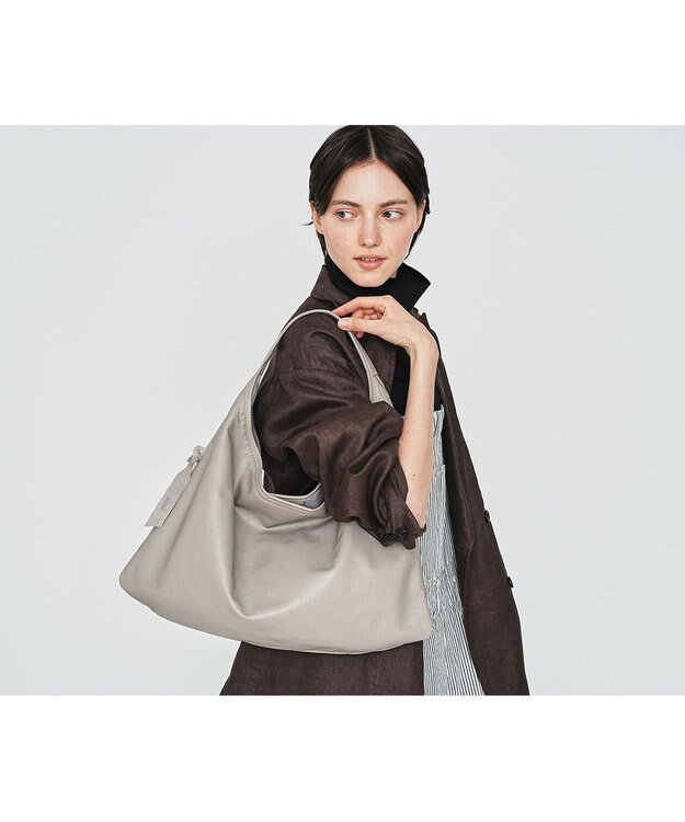 genten フェザートートバッグ　ワンショルダーバッグ ライトグレー