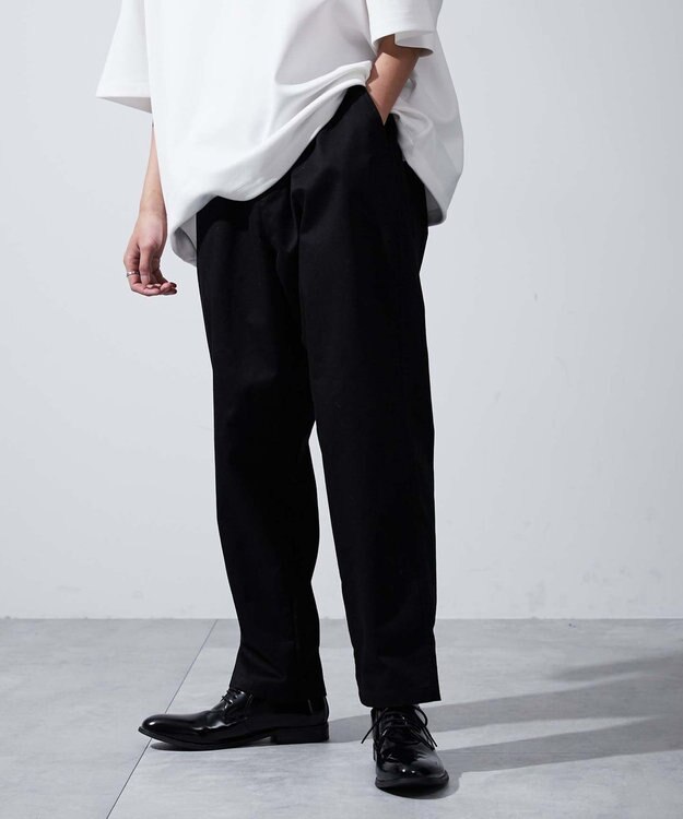 WEGO 【ユニセックス着用ITEM/ウエストゴム/手洗い可】チノイージーワイドパンツ ブラック