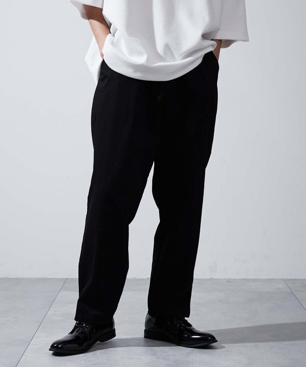 WEGO 【ユニセックス着用ITEM/ウエストゴム/手洗い可】チノイージーワイドパンツ ブラック