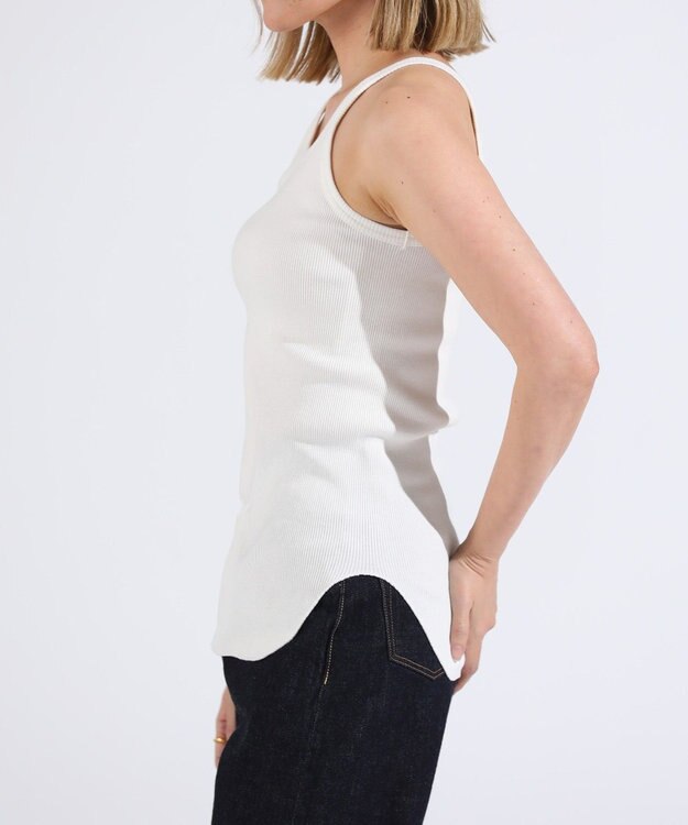 LENO TANK TOP　テレコタンクトップカットソー WHITE
