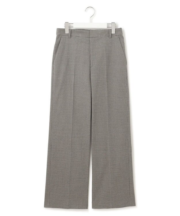 23区 L 【洗える】チェックストレッチ ワイドパンツ ブラック系3