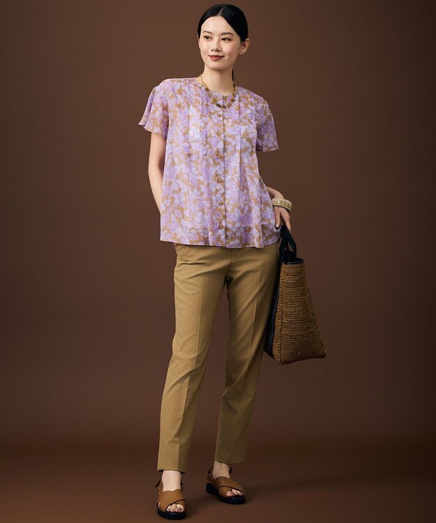 自由区 S 【SHIHOさん着用・昨年大好評・新色追加・後ろウエストゴム】シェルタリングテーパード パンツ ［新色］サンタンブラウン