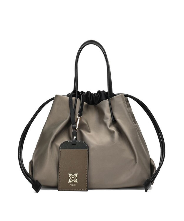 style code 【PADMA/パドマ】ナイロン×レザー　巾着　ショルダーバッグ 2WAY カーキ