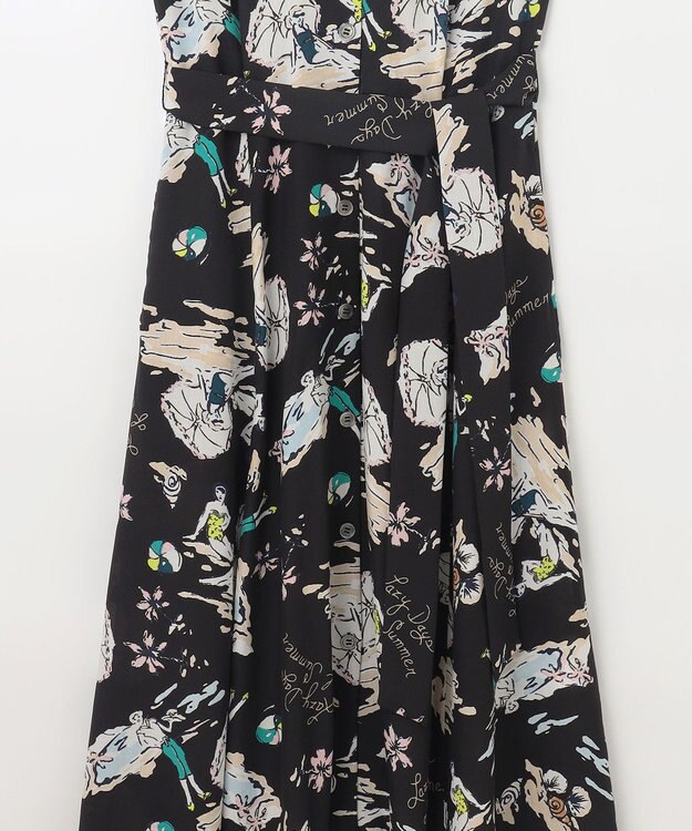 GRACE CONTINENTAL バックコンシャスプリントワンピース ブラック