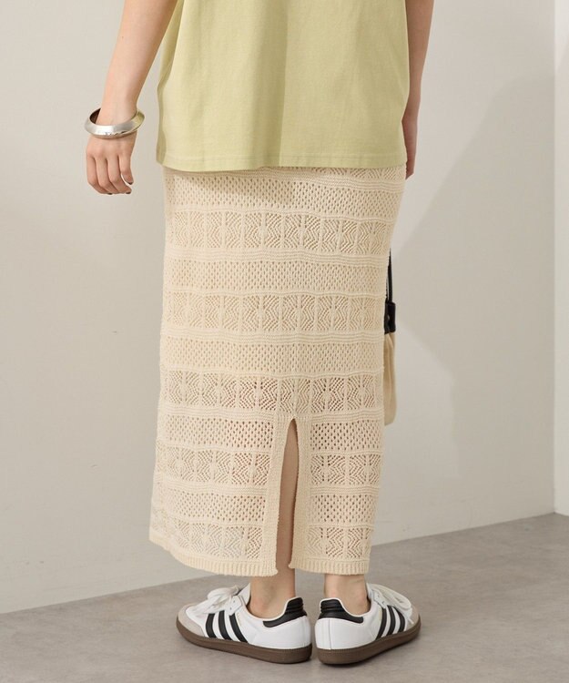 AMERICAN HOLIC レース編みニットタイトスカート Ivory