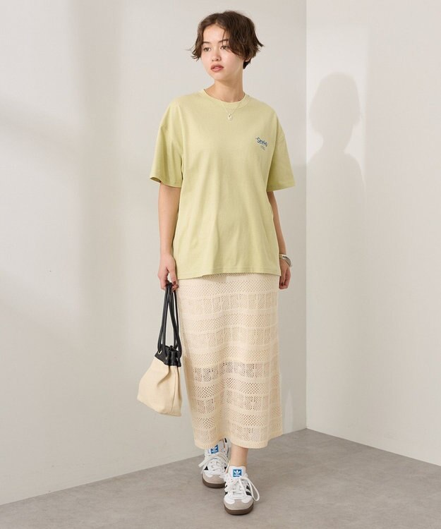 AMERICAN HOLIC レース編みニットタイトスカート Ivory