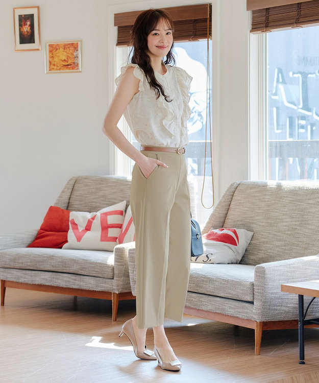 Tiaclasse 【日本製・洗える・接触冷感・吸水速乾・UVカット】サーラドライ・ワイドパンツ ベージュ