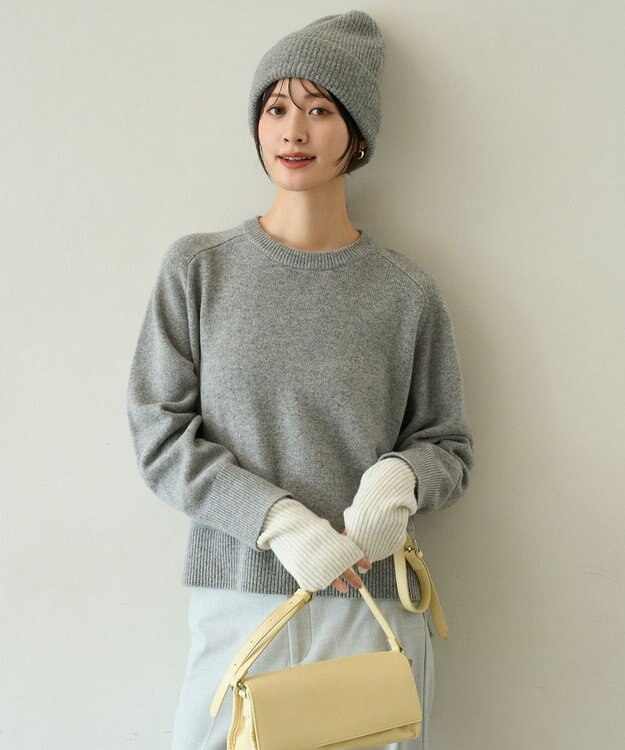 UNFILO カシミヤブレンド クルーネックニット グレー