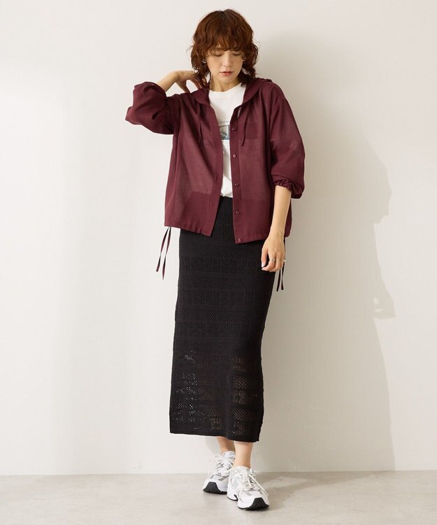 AMERICAN HOLIC レース編みニットタイトスカート Black