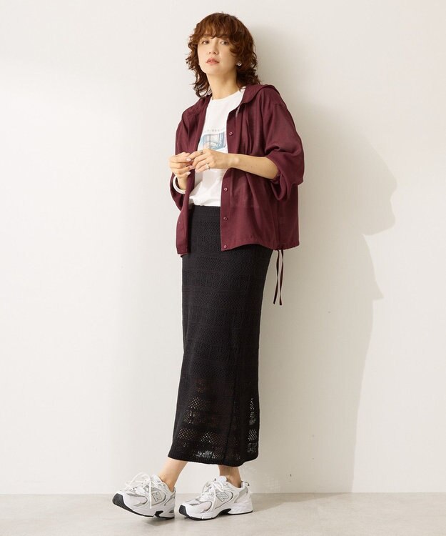 AMERICAN HOLIC レース編みニットタイトスカート Black