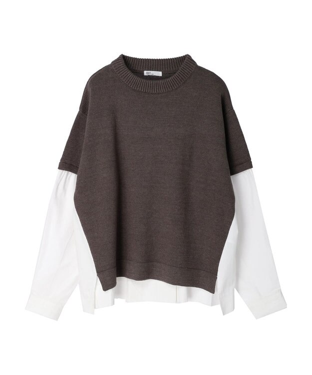 CRAFT STANDARD BOUTIQUE シャツドッキングニットプルオーバー Brown Mixture
