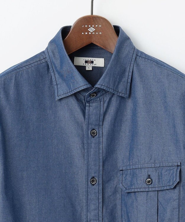 JOSEPH ABBOUD 【キングサイズ・新たな環境配慮型素材使用】サスティナブルファブリック  テンセルツイル  シャツ ネイビー系
