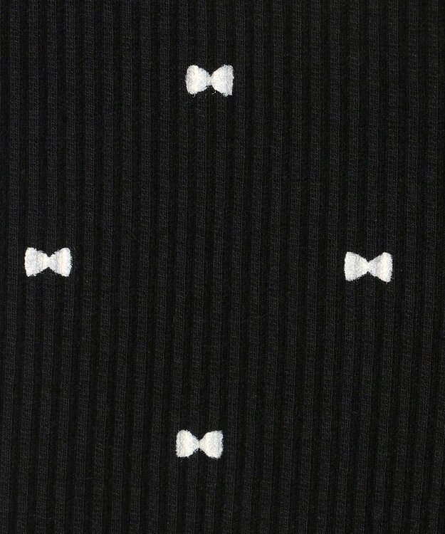 ANY KIDS 総柄テレコ レギンス ブラック×リボン