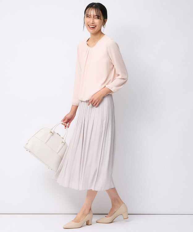 23区 L 【洗える】シルキーデシン ボールチェーン カットソー ピンク系