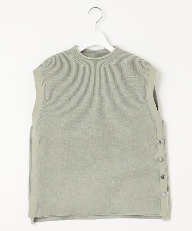 J.PRESS LADIES L 【洗える】CLEAR COTTON BLEND ニット ベスト スモーキーグリーン系