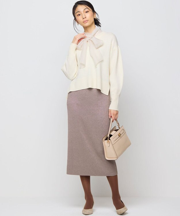 組曲 ベルトデザインスクエアショルダーバッグ アイボリー系