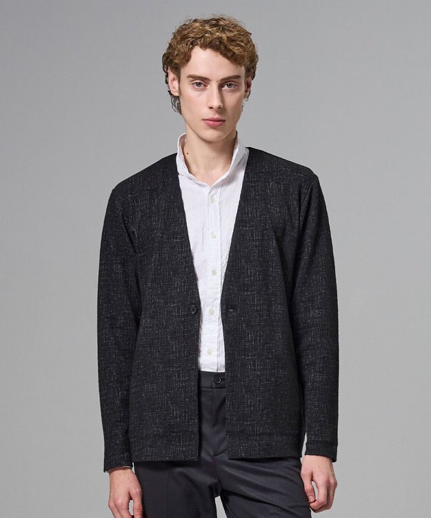 JOSEPH HOMME 【イージーケア】パフィーチェックジャージー　カーディガン グレー系