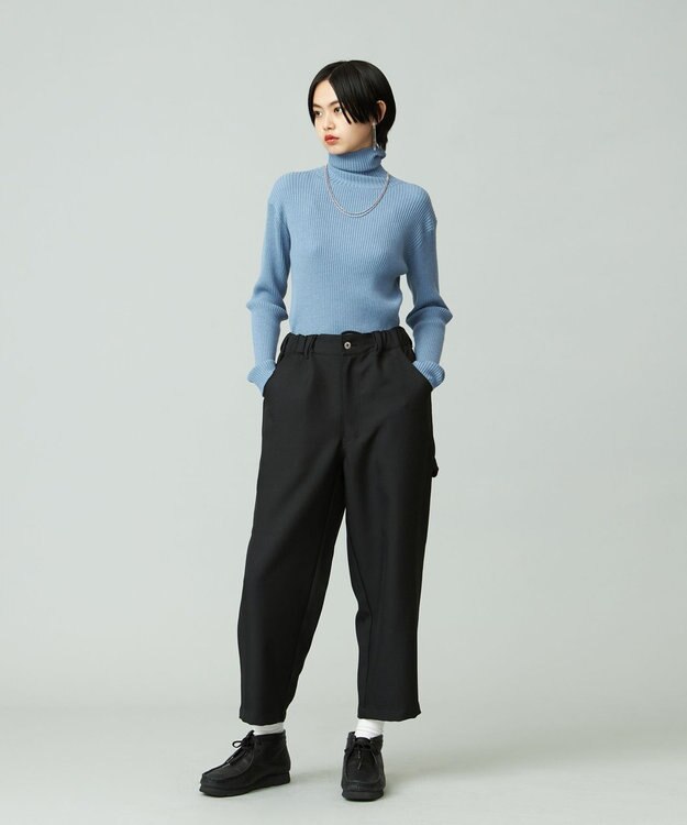 J.PRESS YORK STREET 【WOMEN】ANTI PILLING WOOL リブタートルニット サックスブルー系