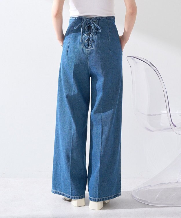 earth music&ecology フロントＺＩＰバックレースアップデニム Medium Indigo