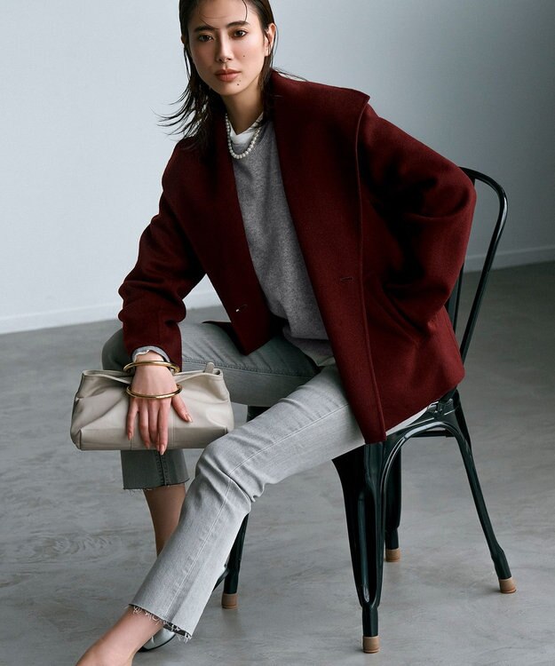 ICB WoolRever ショートコート バーガンディ系