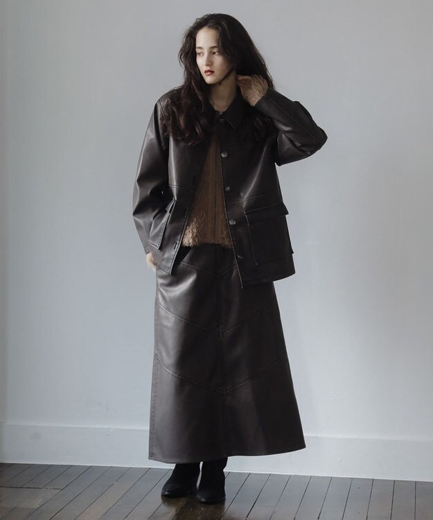 Green Parks ■ＥＳＣＡＲ　ウ゛ィンテージ調エコレザージャケット Brown