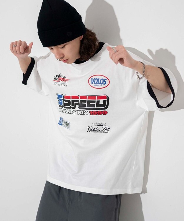 WEGO 【ユニセックス着用ITEM/手洗い可/MLサイズ】レーシングロゴTシャツ ホワイト