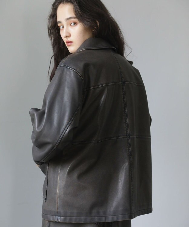 Green Parks ■ＥＳＣＡＲ　ウ゛ィンテージ調エコレザージャケット Brown