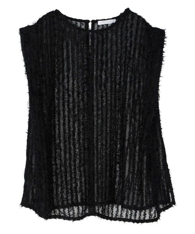 Green Parks ボウタイ付きフェザーノースリーブプルオーバー Black