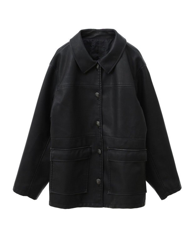 Green Parks ■ＥＳＣＡＲ　ウ゛ィンテージ調エコレザージャケット Black