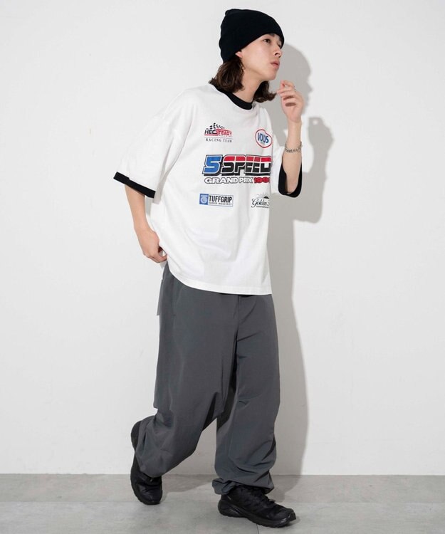 WEGO 【ユニセックス着用ITEM/手洗い可/MLサイズ】レーシングロゴTシャツ ホワイト