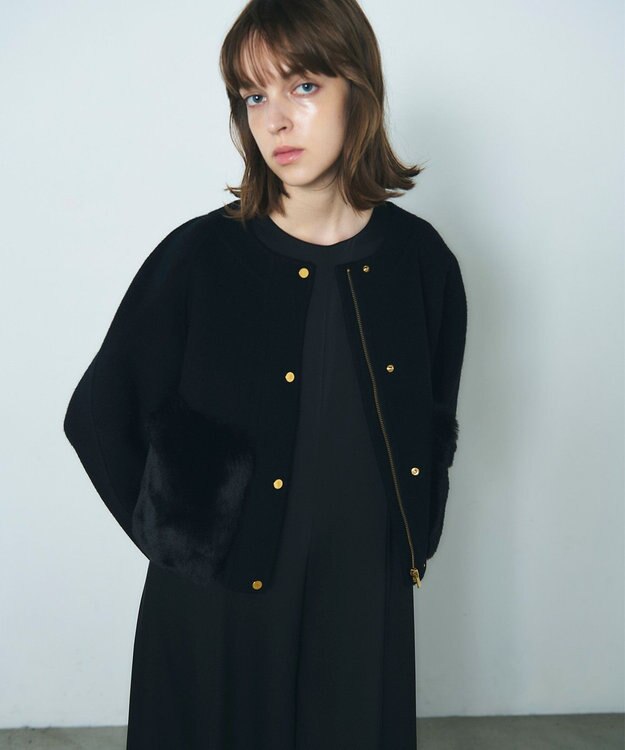 GRACE CONTINENTAL ファーポケットリバージャケット ブラック