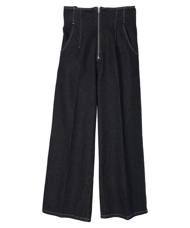 earth music&ecology フロントジップデニムパンツ Indigo
