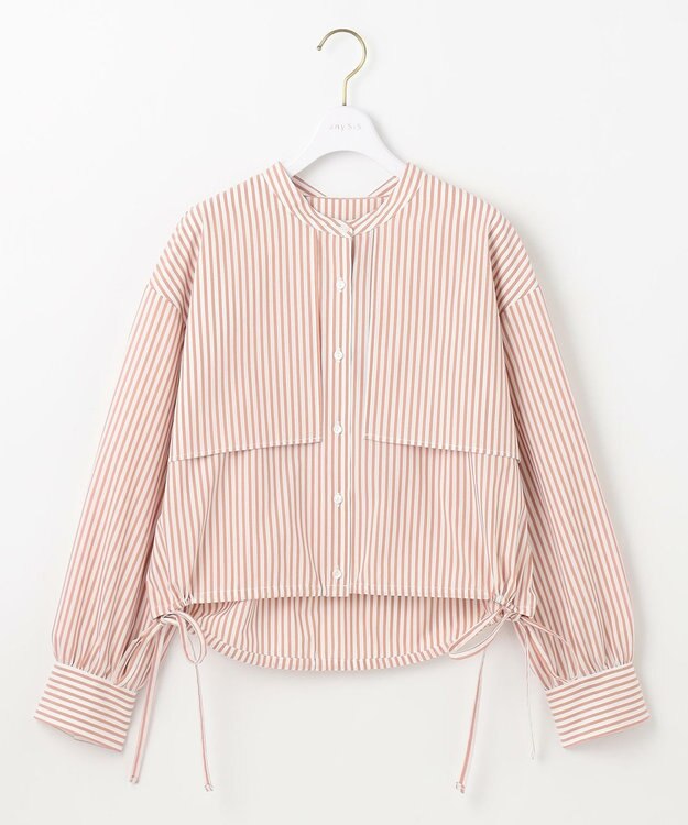 ANY SIS 【UVカット・接触冷感・速乾】クロップトヨークハオリ シャツ オレンジストライプ