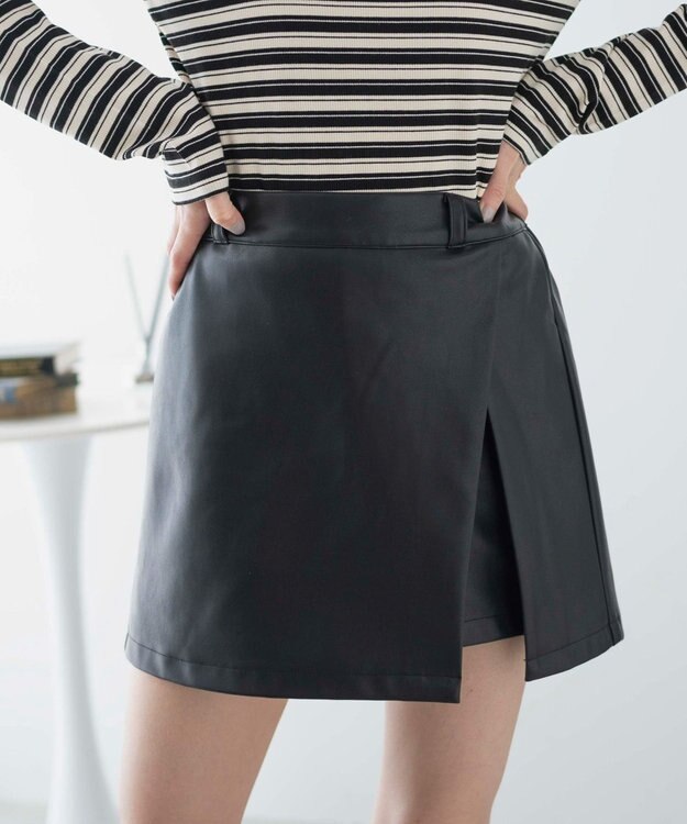 WEGO レイヤードスリットスカパン ブラックその他