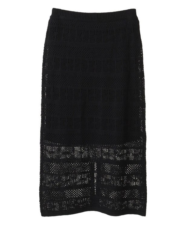 AMERICAN HOLIC レース編みニットタイトスカート Black